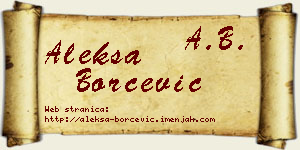 Aleksa Borčević vizit kartica